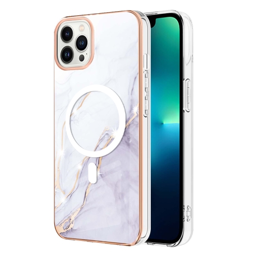 

For iPhone 14 Pro Marble Pattern Dual-side IMD Magsafe TPU Phone Case(White 006)
