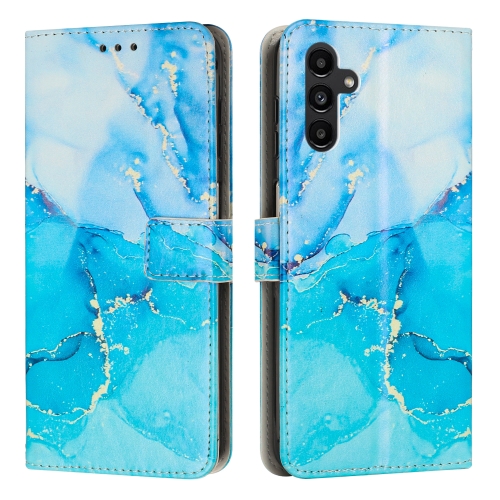 

For Samsung Galaxy A25 5G Painted Marble Pattern Leather Phone Case(Blue Green)