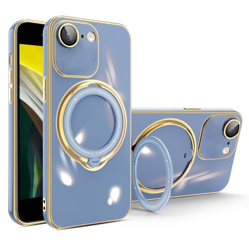 

For iPhone SE 2022 / 2020 / 8 / 7 Multifunction Electroplating MagSafe Holder Phone Case(Blue)