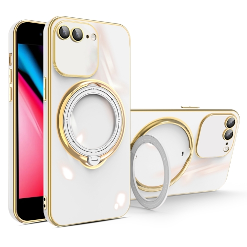 

For iPhone 8 Plus / 7 Plus Multifunction Electroplating MagSafe Holder Phone Case(White)