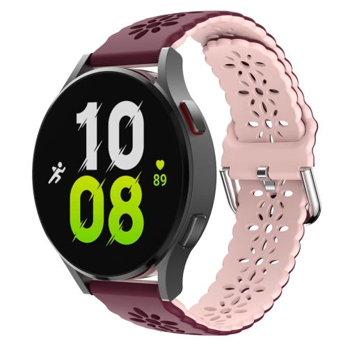 For Samsung Galaxy Watch 6 / 6 Classic Two Color Plum Blossom Hollowed Silicone Watch Band(Wine Red+Pink)
For Samsung Galaxy Watch 6 / 6 Classic Two Color Plum Blossom Hollowed Silicone Watch Band(Wine Red+Pink)