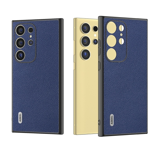 

For Samsung Galaxy S24 Ultra 5G ABEEL Black Edge Genuine Leather Mino Phone Case(Royal Blue)