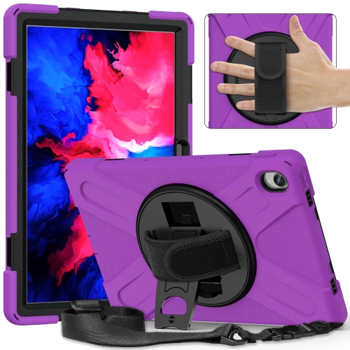 

For Lenovo Tab P11 Silicone Hybrid PC Tablet Case with Grip & Shoulder Strap(Purple)