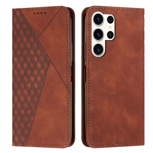 

ForSamsung Galaxy S24 Ultra Diamond Splicing Skin Feel Magnetic Leather Phone Case(Brown)
