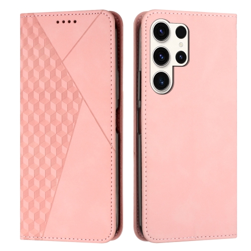 

ForSamsung Galaxy S24 Ultra Diamond Splicing Skin Feel Magnetic Leather Phone Case(Rose Gold)