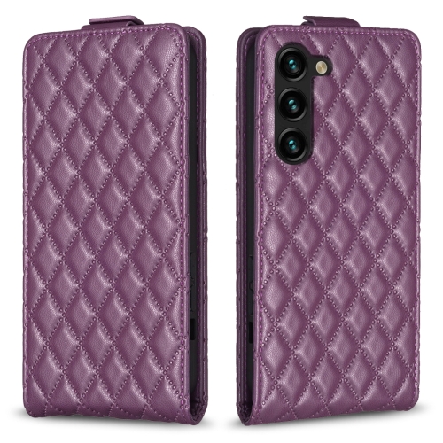

For Samsung Galaxy S24+ 5G Diamond Lattice Vertical Flip Leather Phone Case(Dark Purple)
