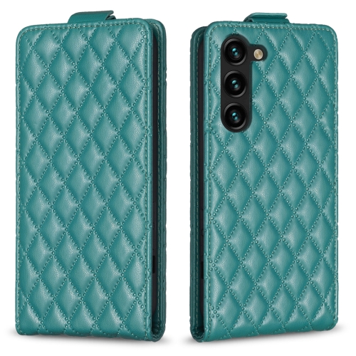

For Samsung Galaxy S24 5G Diamond Lattice Vertical Flip Leather Phone Case(Green)