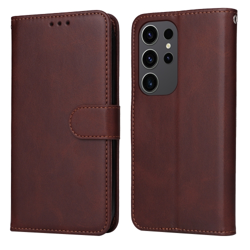 

For Samsung Galaxy S24 Ultra Classic Calf Texture Flip Leather Phone Case(Brown)