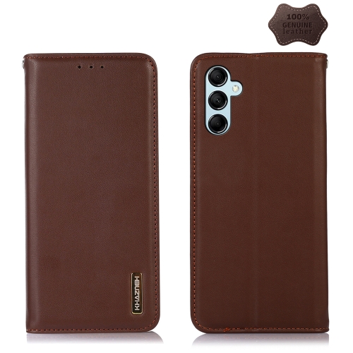 

For Samsung Galaxy M34 5G KHAZNEH Nappa Top Layer Cowhide Leather Phone Case(Brown)