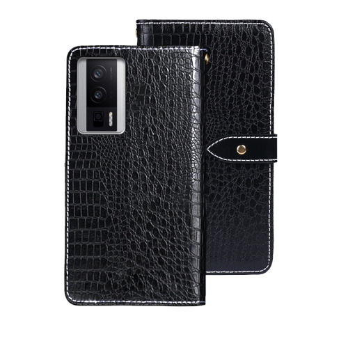 

For Xiaomi Poco F5 Pro 5G idewei Crocodile Texture Leather Phone Case(Black)