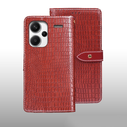 

For Xiaomi Redmi Note 13 Pro+ 5G idewei Crocodile Texture Leather Phone Case(Red)