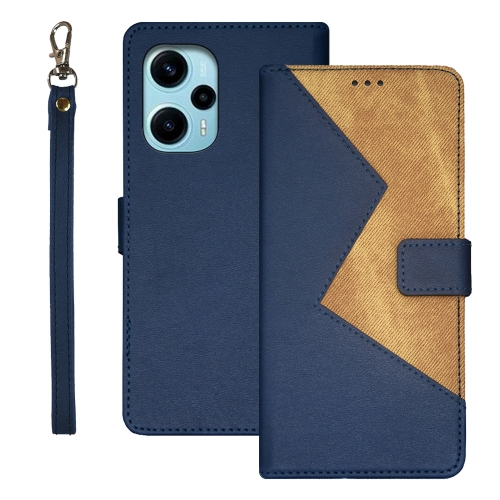 

For Xiaomi Poco F5 5G idewei Two-color Splicing Leather Phone Case(Blue)