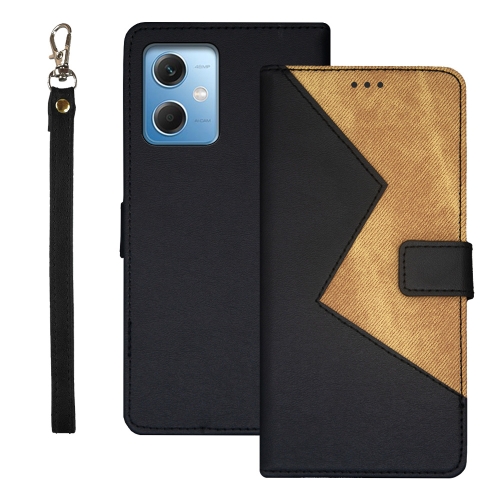 

For Xiaomi Redmi Note 12 4G Global idewei Two-color Splicing Leather Phone Case(Black)