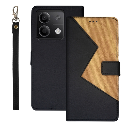 

For Xiaomi Redmi Note 13 5G idewei Two-color Splicing Leather Phone Case(Black)