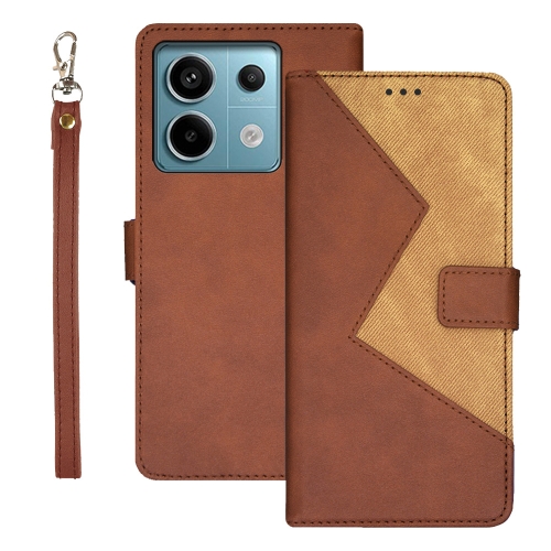 

For Xiaomi Redmi Note 13 Pro 5G idewei Two-color Splicing Leather Phone Case(Brown)