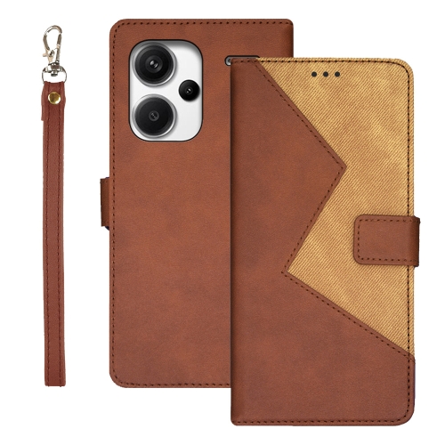 

For Xiaomi Redmi Note 13 Pro+ 5G idewei Two-color Splicing Leather Phone Case(Brown)