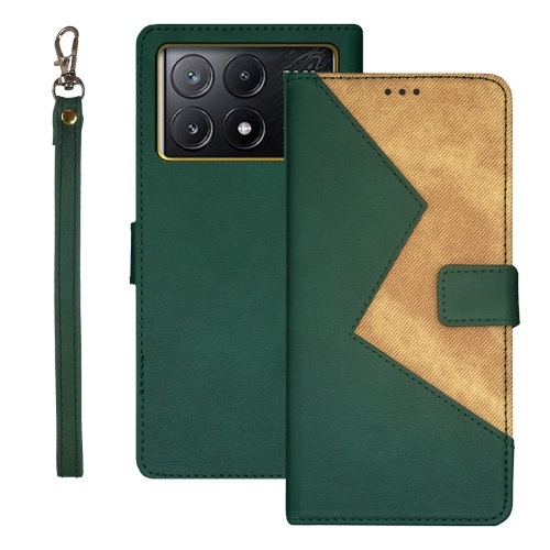 

For Xiaomi Poco X6 Pro 5G idewei Two-color Splicing Leather Phone Case(Green)