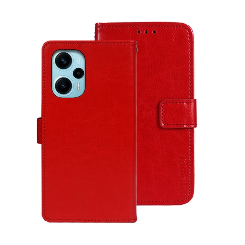 

For Xiaomi Poco F5 5G idewei Crazy Horse Texture Leather Phone Case(Red)