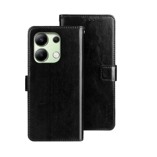 

For Xiaomi Redmi Note 13 4G Global idewei Crazy Horse Texture Leather Phone Case(Black)