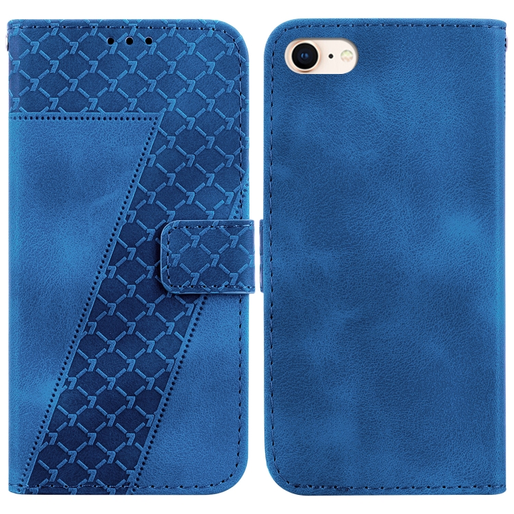 For iPhone SE 2022/SE 2020/8/7 7-shaped Embossed Leather Phone Case(Blue) 
For iPhone SE 2022/SE 2020/8/7 7-shaped Embossed Leather Phone Case(Blue)