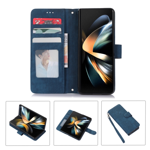 

For Samsung Galaxy Z Fold5 Horizontal Flip Leather Phone Case with Pen Slot(Blue)