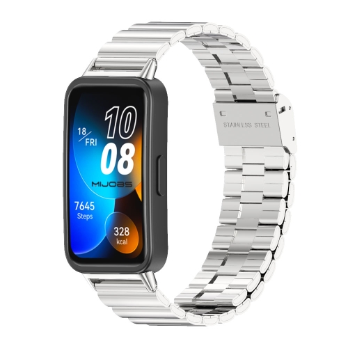 

For Huawei Band 8 Mijobs Bamboo Buckle Stainless Steel Watch Band(Silver)