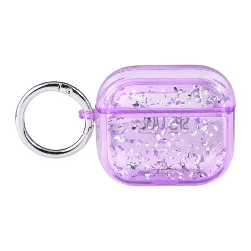

For AirPods Pro Silver Foil Epoxy Bluetooth Earphone Protective Case(Purple)