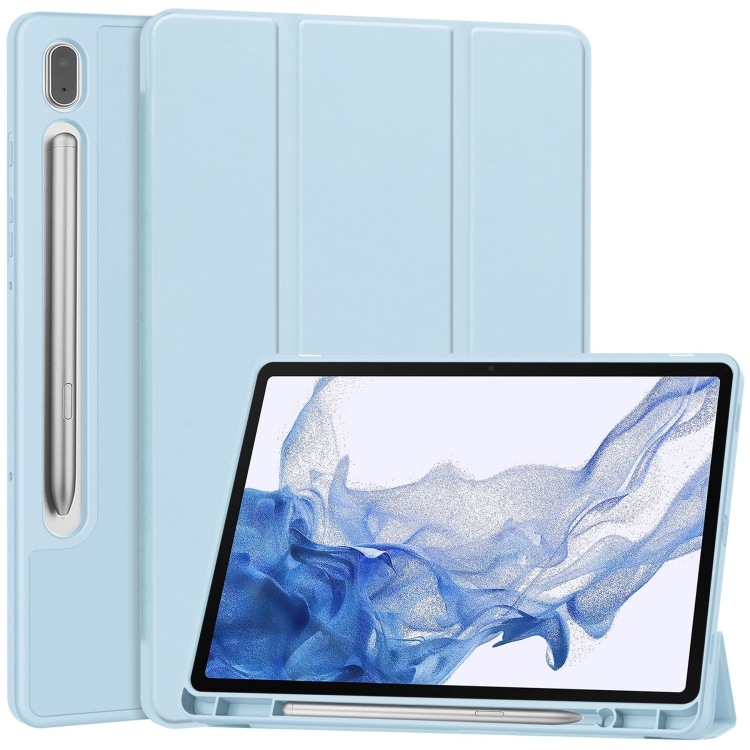 For Samsung Galaxy Tab S9 3-Fold Pure Color TPU Smart Leather Tablet Case with Pen Slot(Light Blue)
For Samsung Galaxy Tab S9 3-Fold Pure Color TPU Smart Leather Tablet Case with Pen Slot(Light Blue)