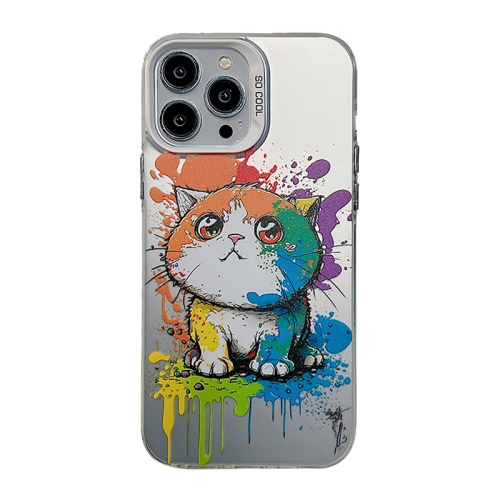 

For iPhone 13 Pro Cute Animal Pattern Series PC + TPU Phone Case(Looking Up Fat Cat)