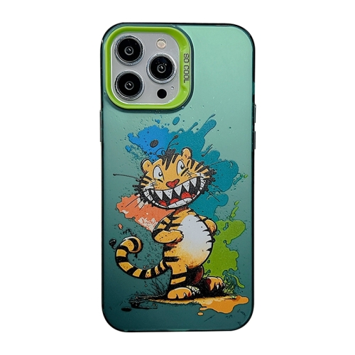 

For iPhone 15 Pro Cute Animal Pattern Series PC + TPU Phone Case(Tiger)