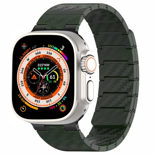 

For Apple Watch Ultra 49mm Carbon Fiber Magnetic Loop Watch Band(Official Green)