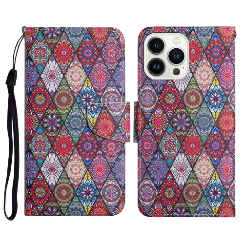 

For iPhone 15 Pro 3D Colored Drawing Flip Leather Phone Case(Kaleidoscope)