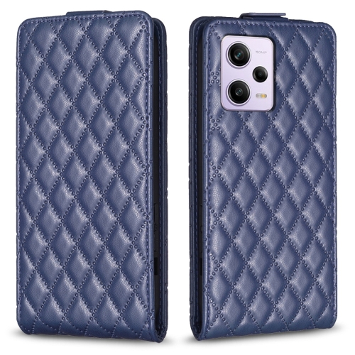 

For Redmi Note 12 Pro Global Diamond Lattice Vertical Flip Leather Phone Case(Blue)