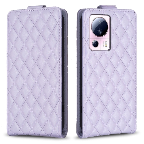 

For Xiaomi 13 Lite / Civi 2 Diamond Lattice Vertical Flip Leather Phone Case(Purple)