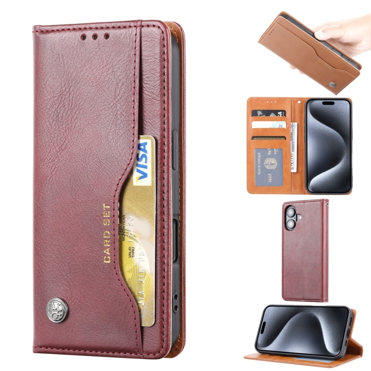 For iPhone 16 Plus Knead Skin Texture Flip Leather Phone Case(Wine Red)
For iPhone 16 Plus Knead Skin Texture Flip Leather Phone Case(Wine Red)