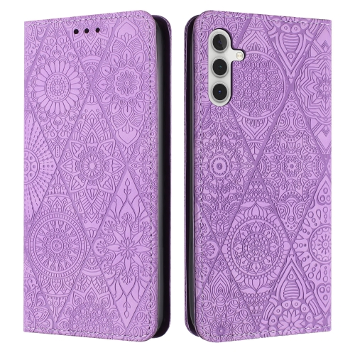 

For Samsung Galaxy S23 FE 5G Ethnic Embossed Adsorption Leather Phone Case(Purple)
