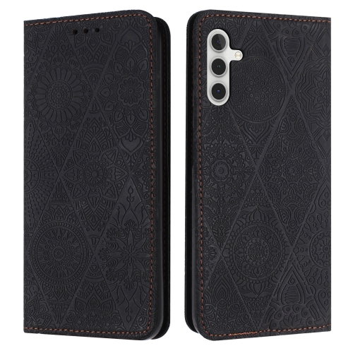 

For Samsung Galaxy A15 Ethnic Embossed Adsorption Leather Phone Case(Black)