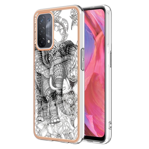 

For OPPO A74 / A93 5G / A54 5G / A93s 5G Electroplating Marble Dual-side IMD Phone Case(Totem Elephant)
