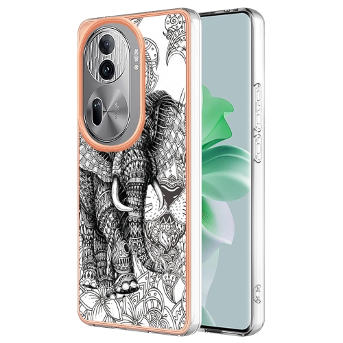 

For OPPO Reno11 Pro 5G Global Electroplating Marble Dual-side IMD Phone Case(Totem Elephant)
