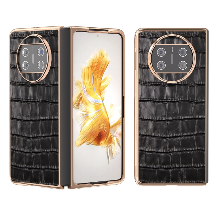 For Huawei Mate X3 Electroplating Crocodile Texture Genuine Leather Phone Case(Black)
For Huawei Mate X3 Electroplating Crocodile Texture Genuine Leather Phone Case(Black)