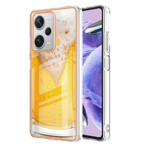

For Xiaomi Redmi Note 12 Pro+ Global Electroplating Marble Dual-side IMD Phone Case(Draft Beer)