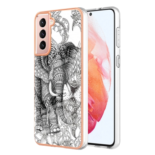 

For Samsung Galaxy S21 5G Electroplating Marble Dual-side IMD Phone Case(Totem Elephant)
