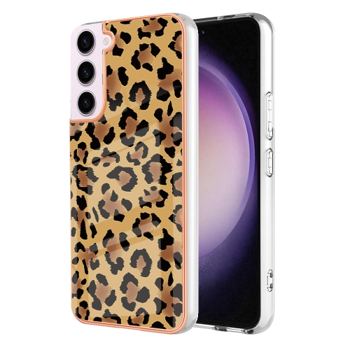 

For Samsung Galaxy S22 5G Electroplating Marble Dual-side IMD Phone Case(Leopard Print)