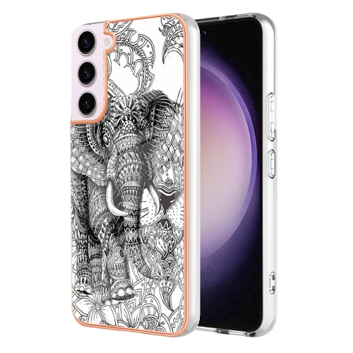 

For Samsung Galaxy S22 5G Electroplating Marble Dual-side IMD Phone Case(Totem Elephant)