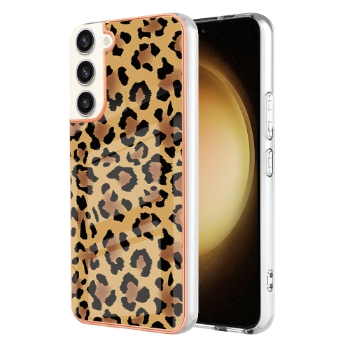 

For Samsung Galaxy S22+ 5G Electroplating Marble Dual-side IMD Phone Case(Leopard Print)