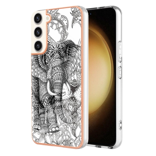 

For Samsung Galaxy S22+ 5G Electroplating Marble Dual-side IMD Phone Case(Totem Elephant)