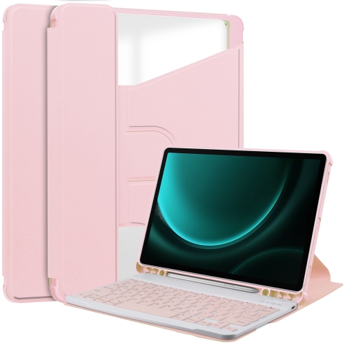 For Samsung Galaxy Tab S9 FE+ 360 Rotation Transparent Smart Leather Case with Keyboard(Pink)
For Samsung Galaxy Tab S9 FE+ 360 Rotation Transparent Smart Leather Case with Keyboard(Pink)