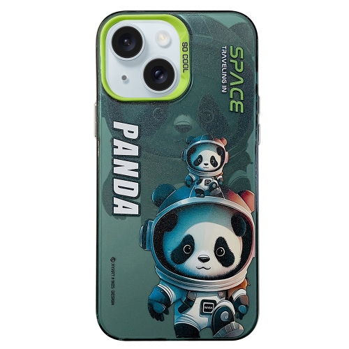 

For iPhone 15 Plus Astronaut Pattern PC Phone Case(Green Space Panda)