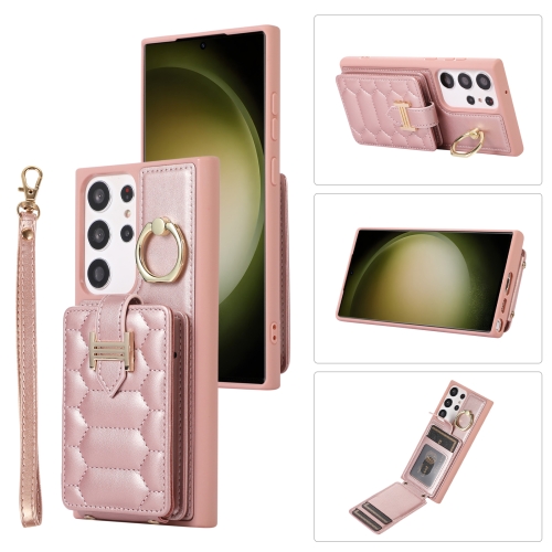 For Samsung Galaxy S23 Ultra 5G Vertical Card Bag Ring Holder Phone Case with Dual Lanyard(Rose Gold)
For Samsung Galaxy S23 Ultra 5G Vertical Card Bag Ring Holder Phone Case with Dual Lanyard(Rose Gold)