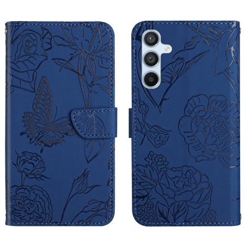 

For Samsung Galaxy S24 5G Skin Feel Butterfly Embossed Flip Leather Phone Case(Blue)